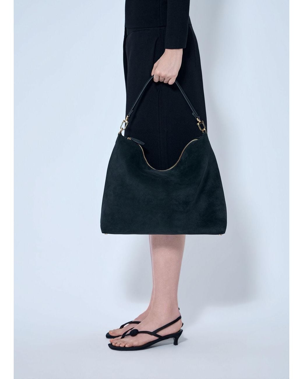 Totême Blue Medium Bevel Suede Shoulder Bag