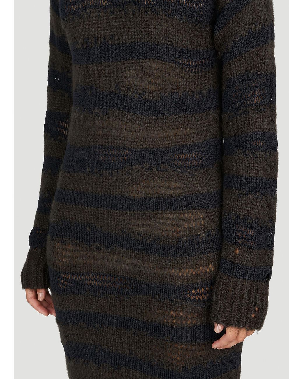 Acne Black Ladder Knit Midi Dress
