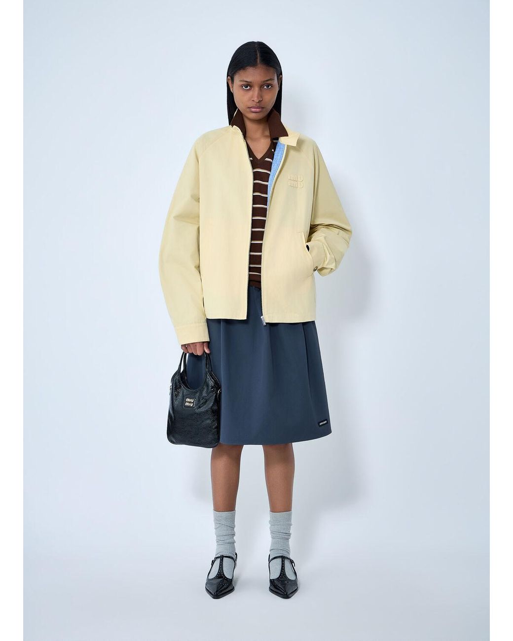 Miu Miu Natural High-Neck Zip Jacket