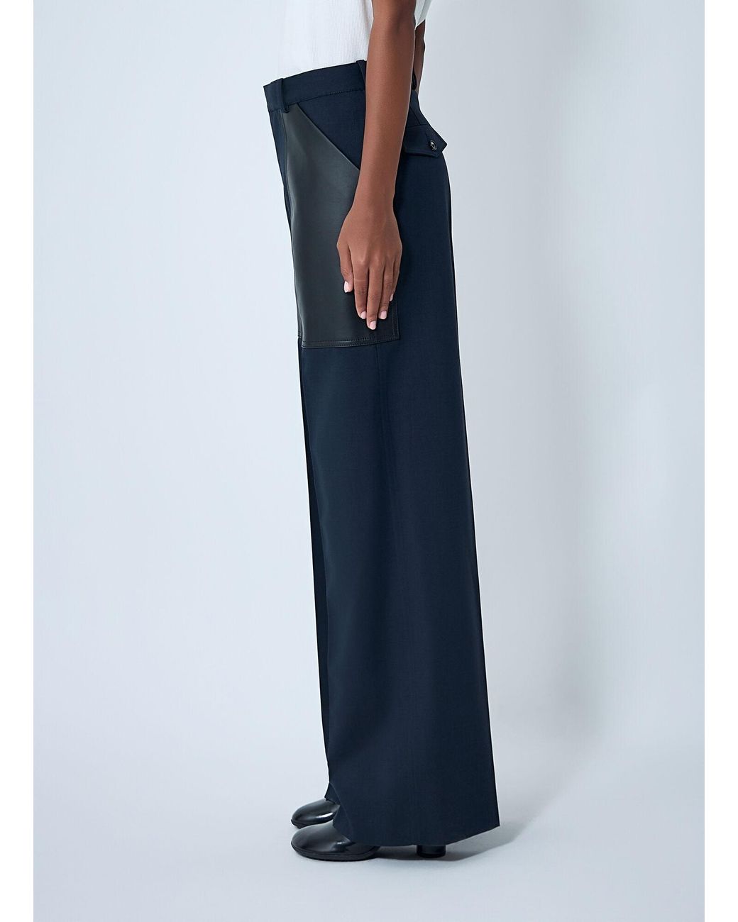 Bottega Veneta Blue Compact Wool And Cotton Twill Pants