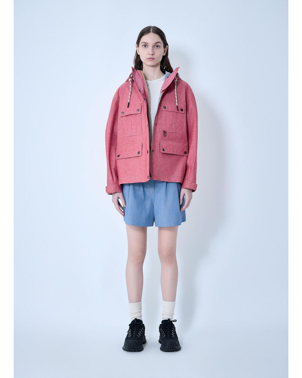 Moncler Blue High-Waisted Pleated Shorts