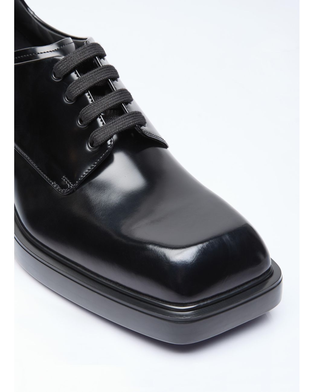 Prada Square Toe Derby Shoes in Black for Men | Lyst Prada Square Toe Derby Shoes in Black for Men | Lyst