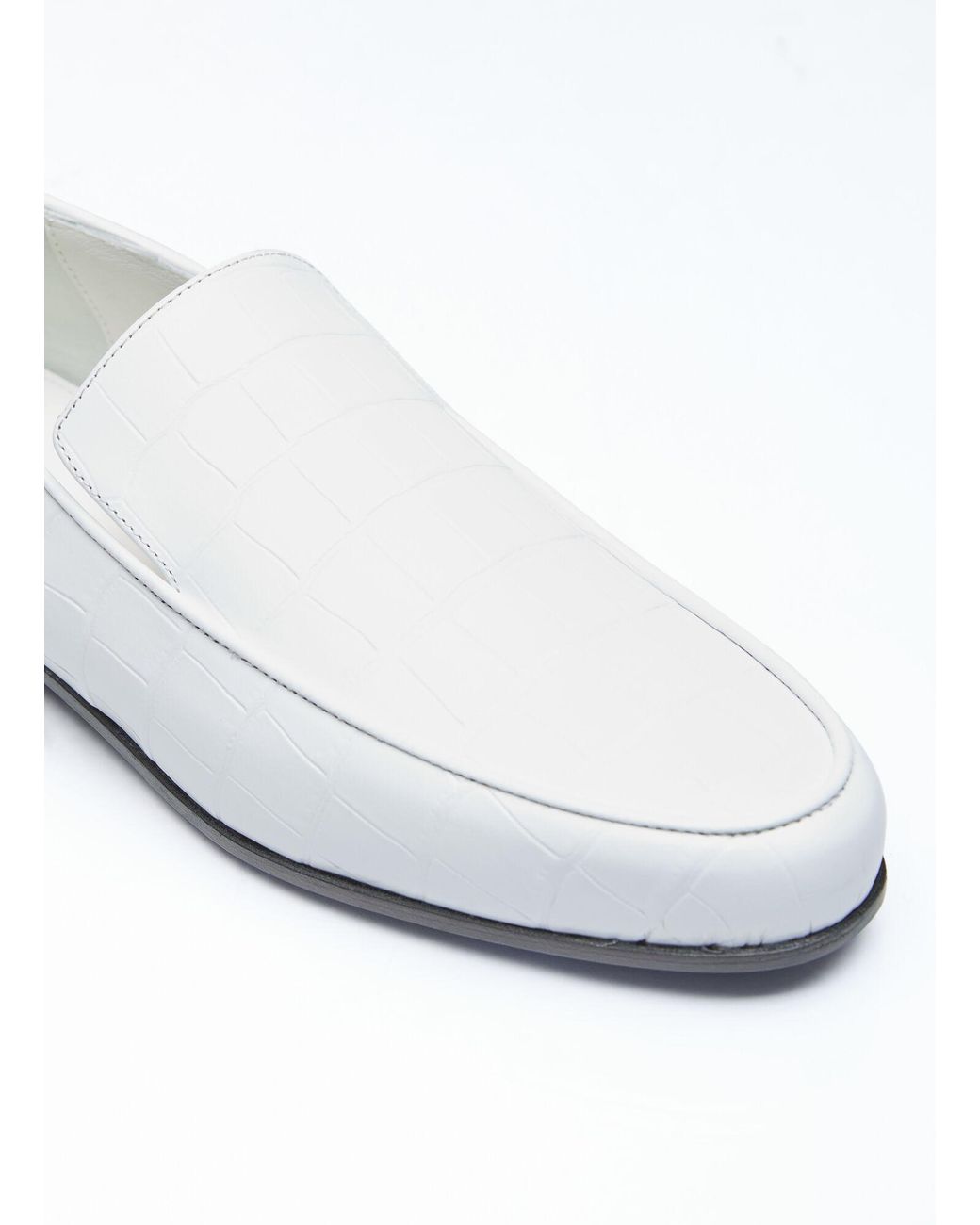 Totême White Croco Oval Loafers