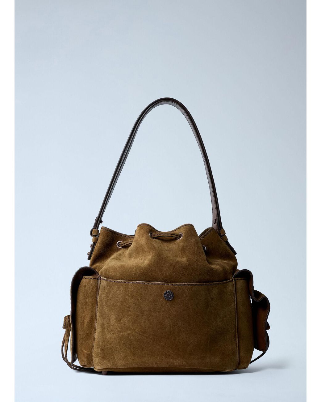 Acne Multicolor Suede Multipocket Bucket Bag