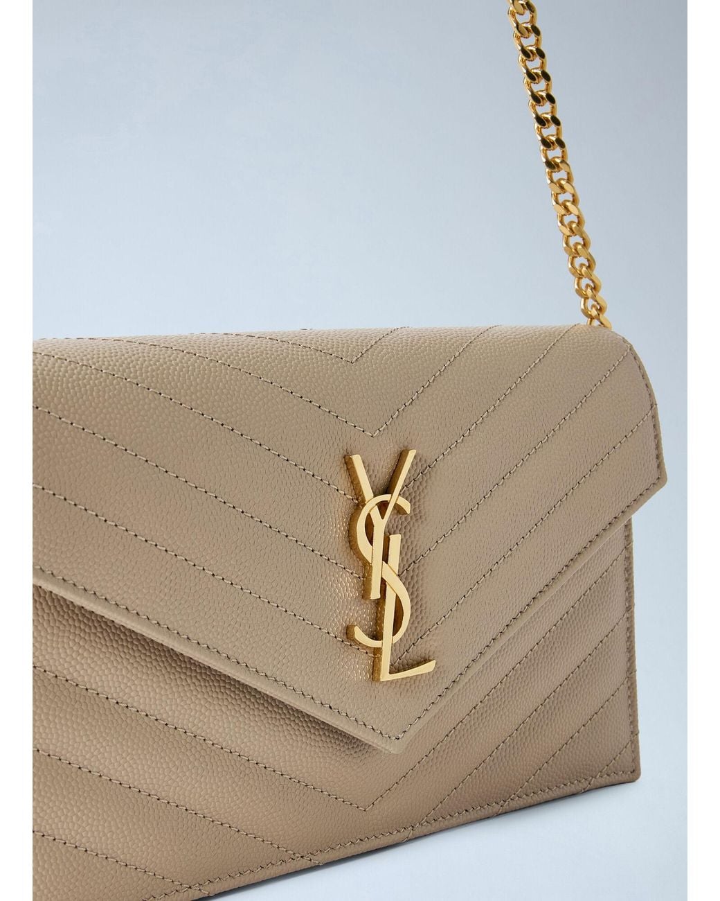 Saint Laurent Blue Cassandre Envelope Chain Wallet
