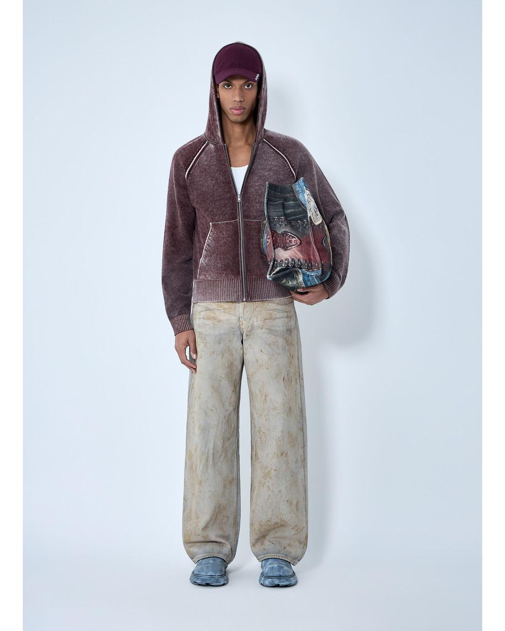 Acne Gray Wide-Leg Distressed Pants for men