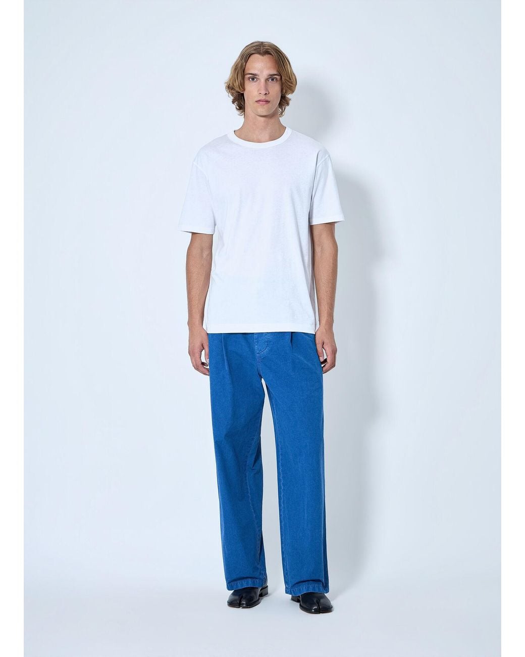 Marni Blue Pleated Wide-Leg Trousers for men