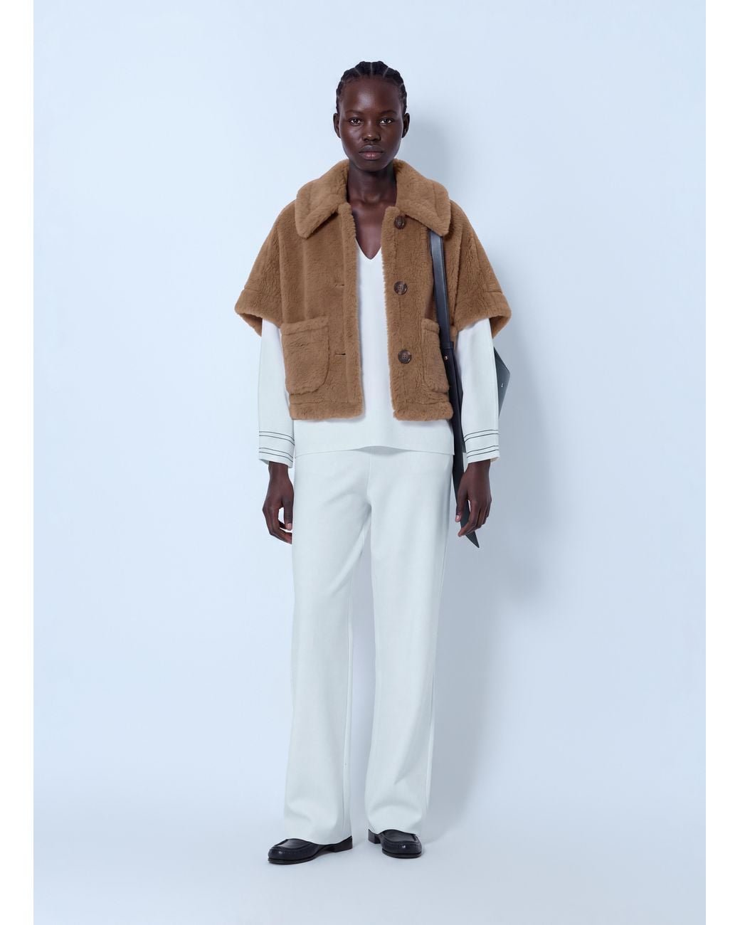 Max Mara Multicolor Short Shearling Coat