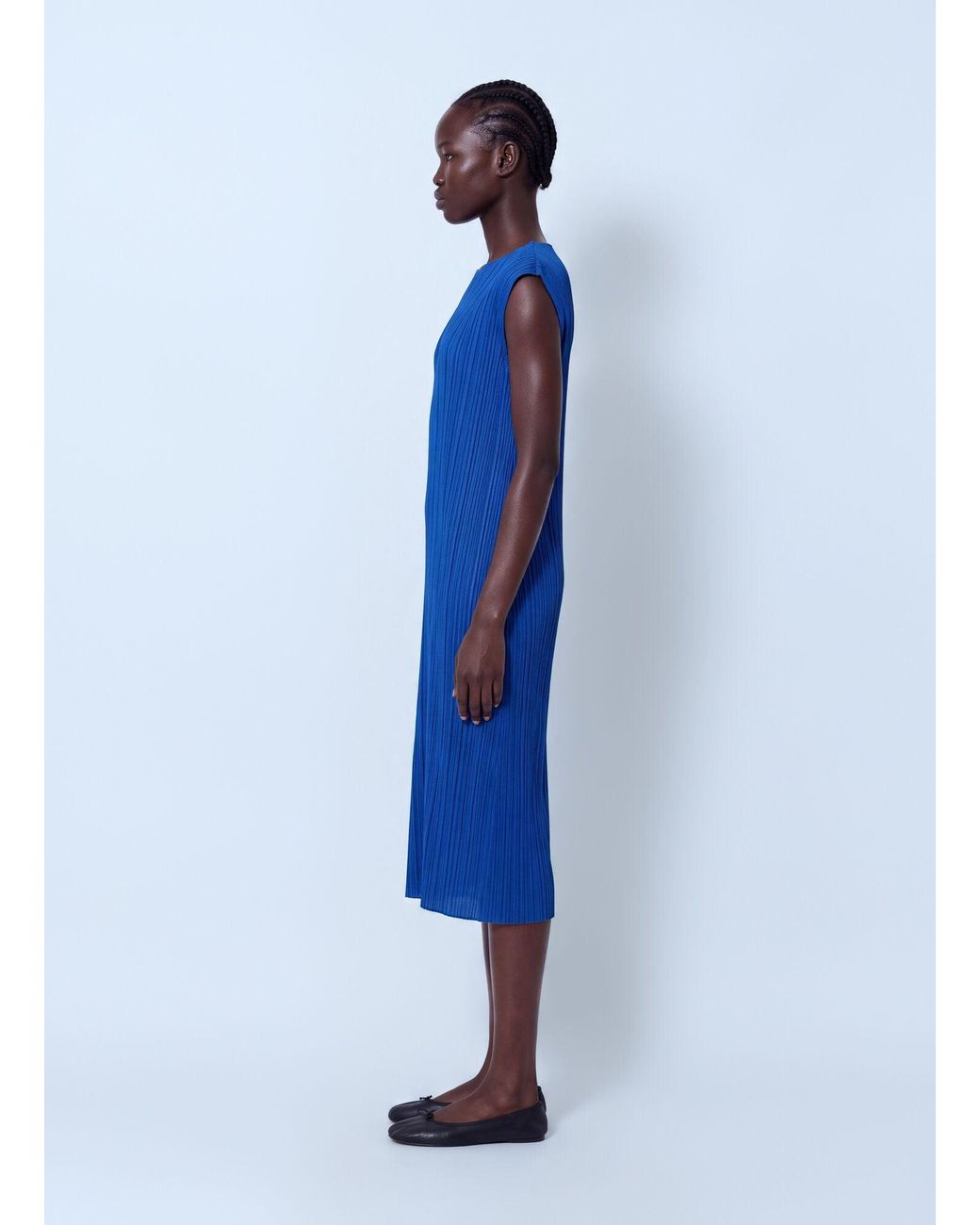 Pleats Please Issey Miyake Blue July Pleated Midi Dress
