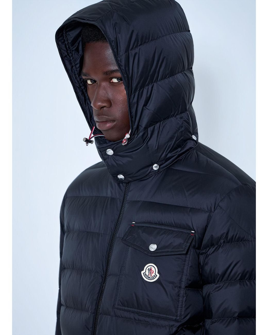 Moncler Blue Verith Hooded Short Down Jacket for men