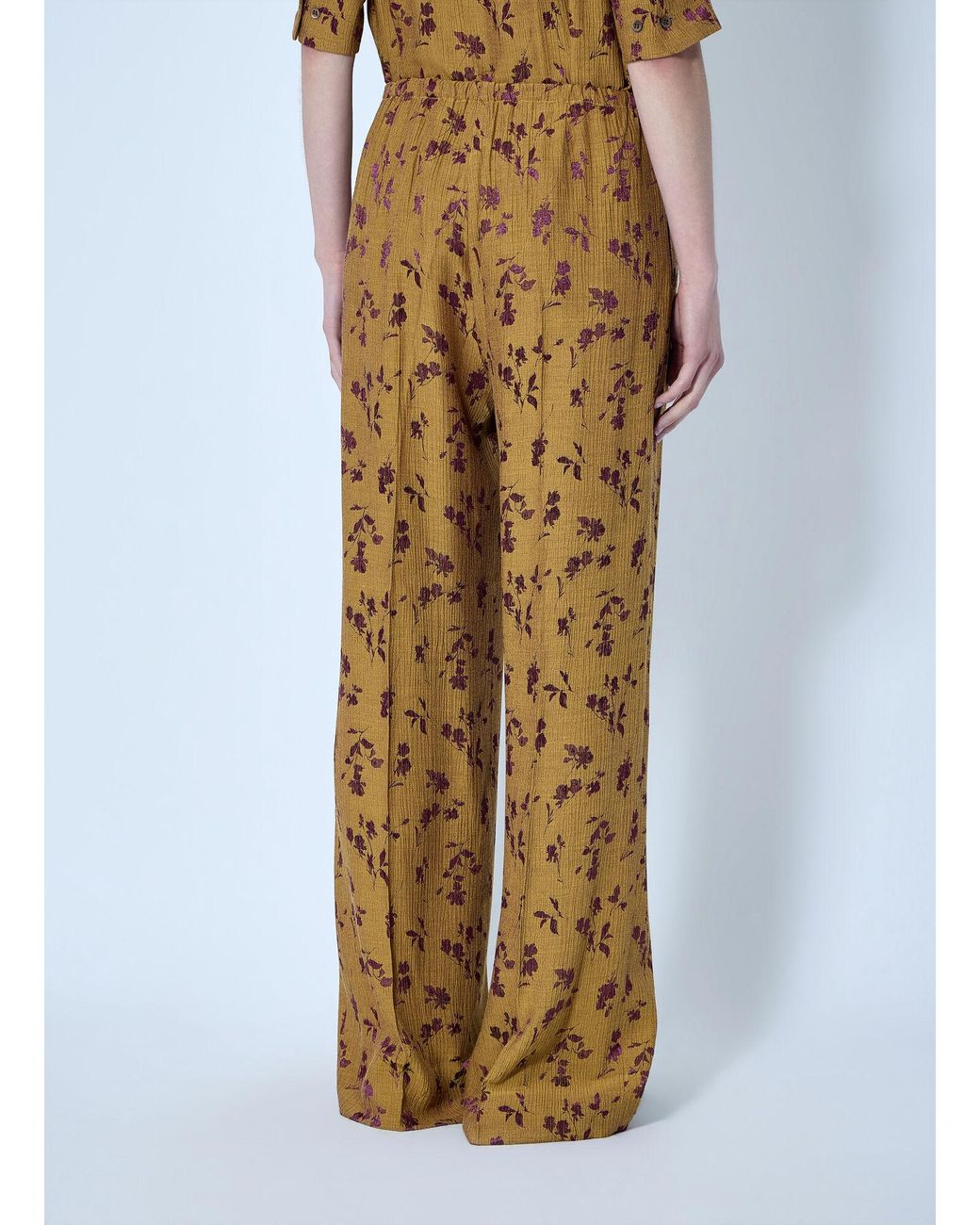 Dries Van Noten Yellow Floral Wide-leg Trousers
