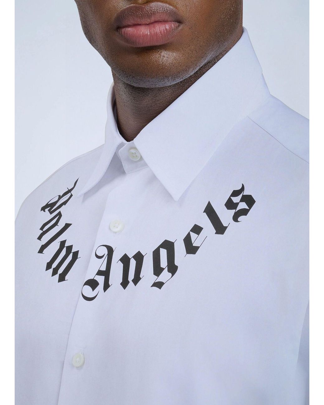 Palm Angels White Neck Logo Shirt for men