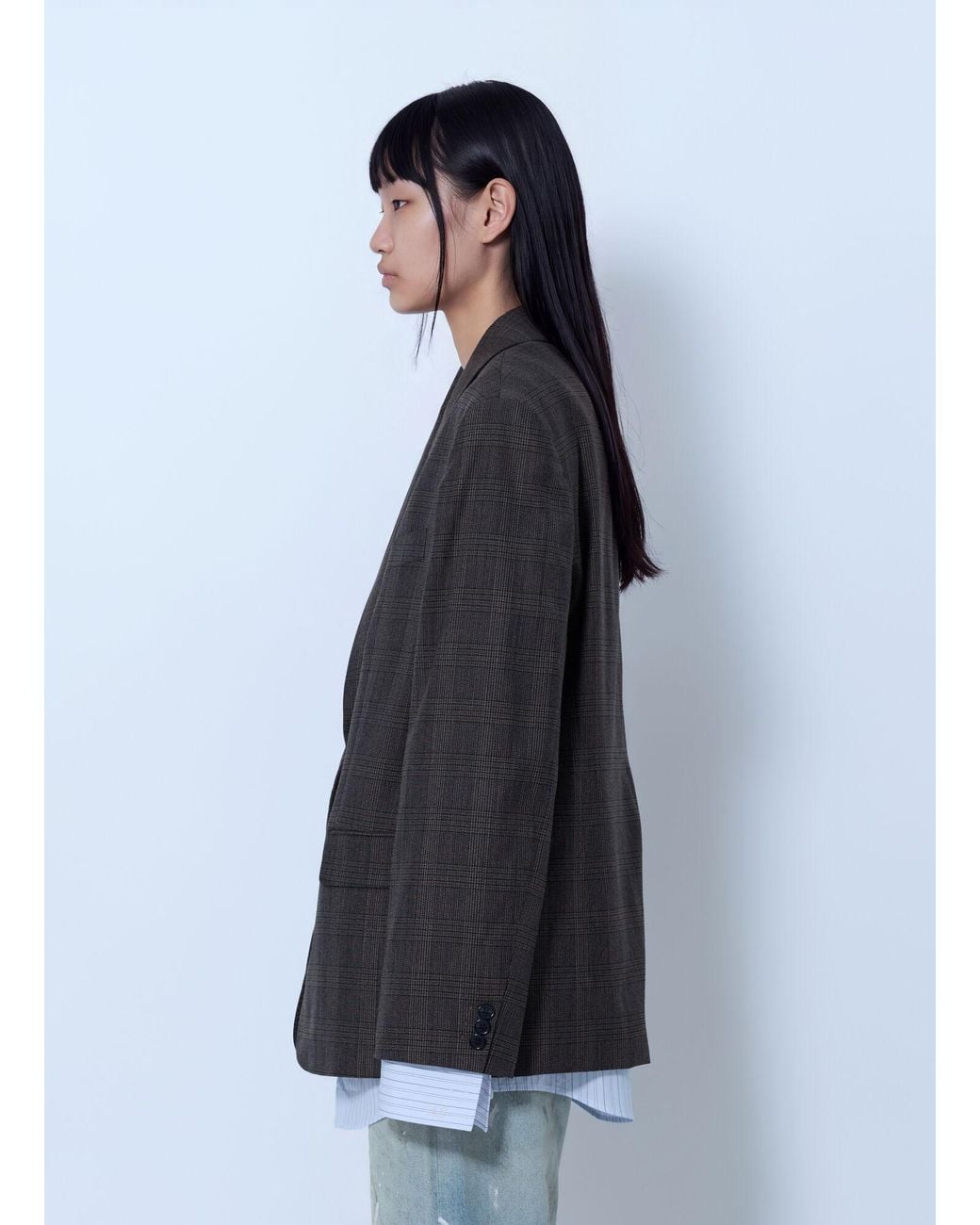 Acne Black Checked Wool Blazer