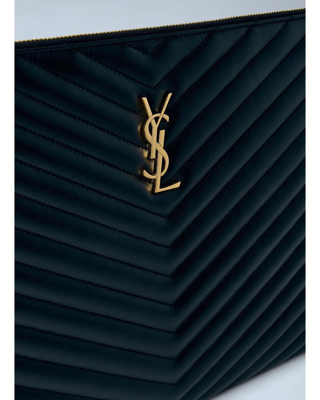 Saint Laurent Blue Cassandre Matelassé Document Holder