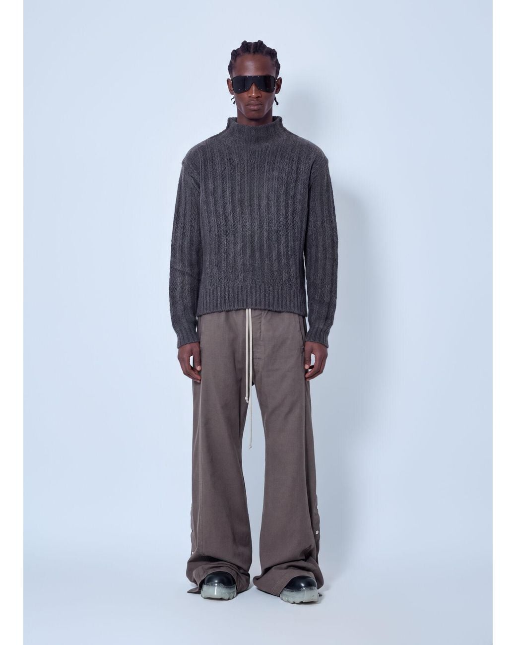 Rick Owens Blue Turtle Neck Knit Jumper for men
