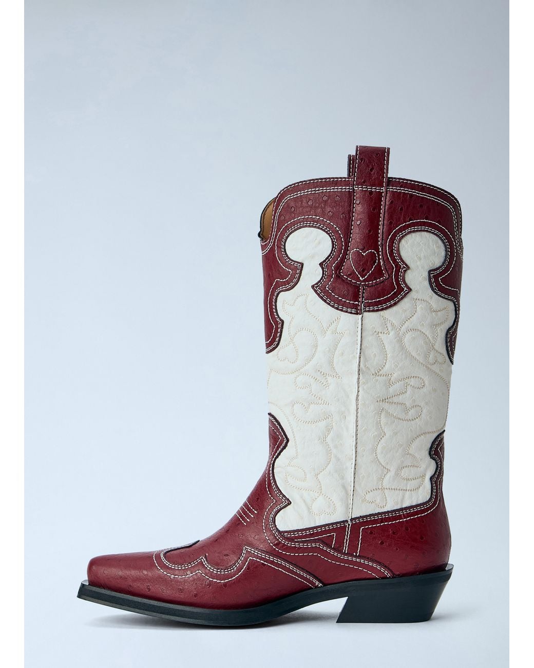 Ganni Mid Shaft Embroidered Western Boots