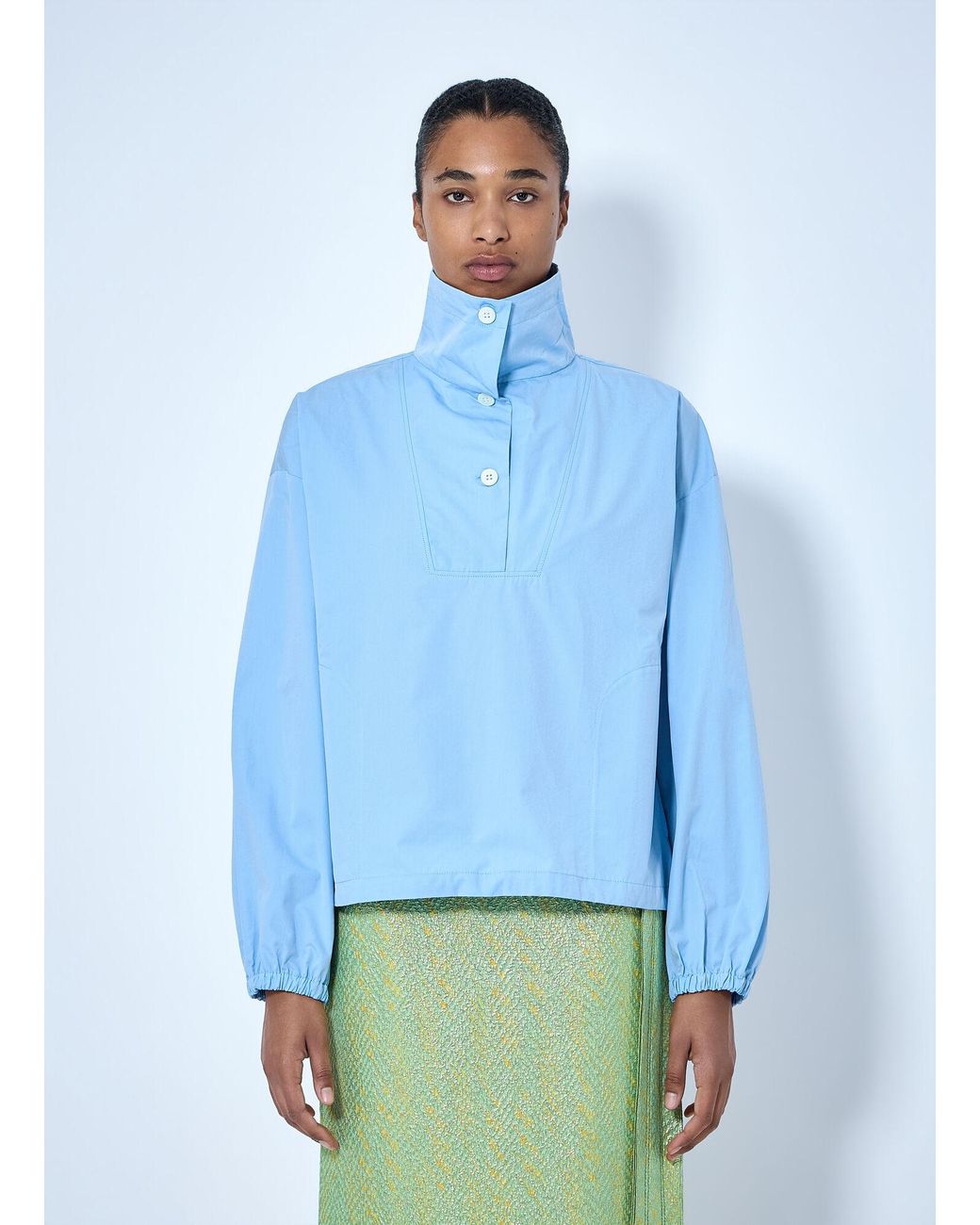 Marni Blue High-Collar Buttoned Pullover