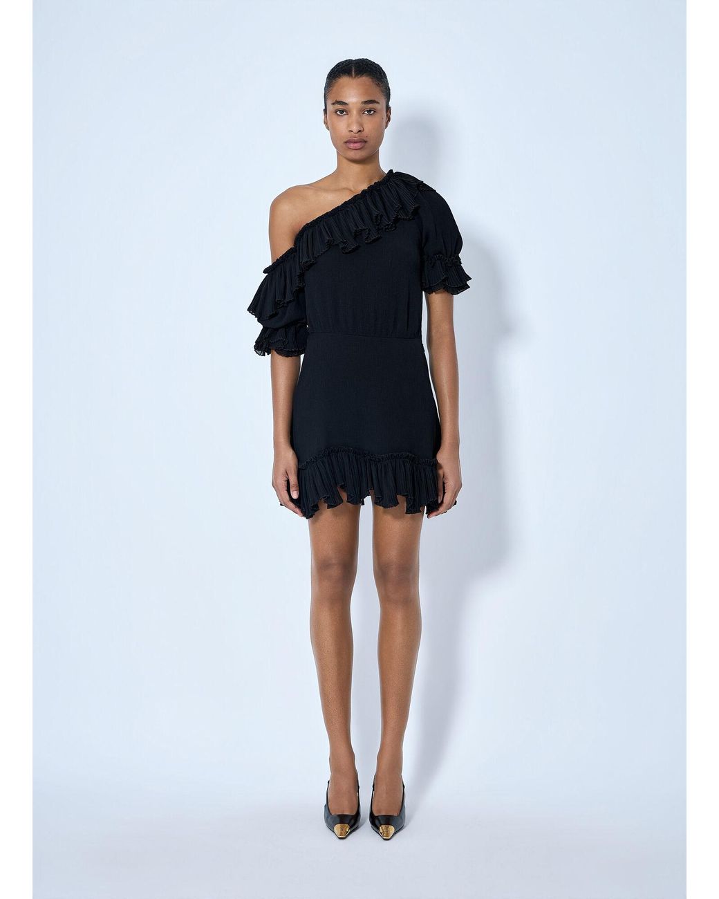 Saint Laurent Blue Asymmetric Mini Dress