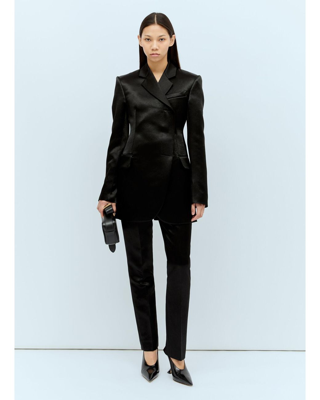Sportmax Black Satin Tailored Pants