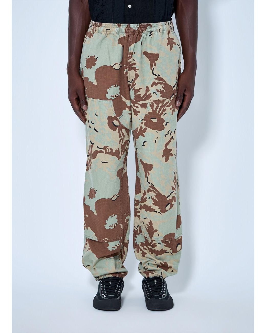 Nomarythm Textile Natural Camo Flower Double Knee Pants for men