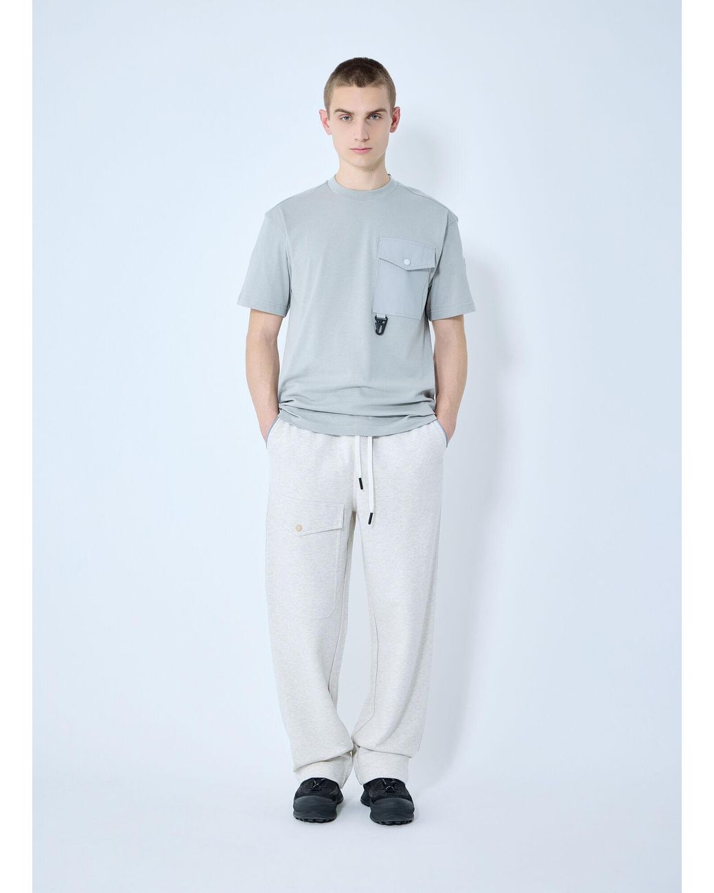 Moncler Blue Logo Patch Track Pants for men
