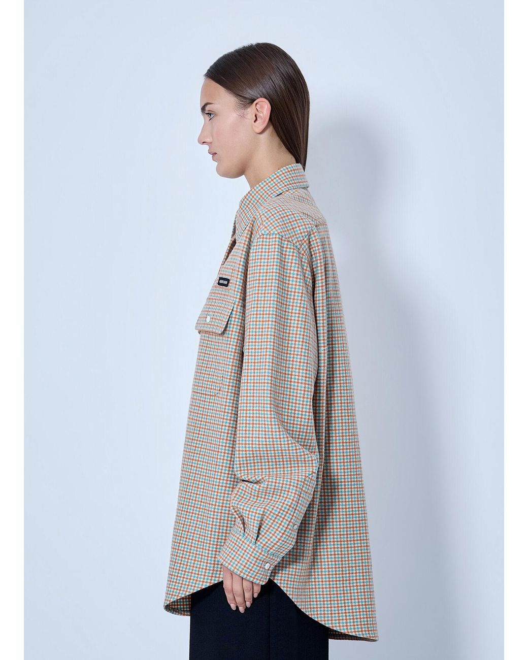 Miu Miu Gray Checked Cotton Shirt