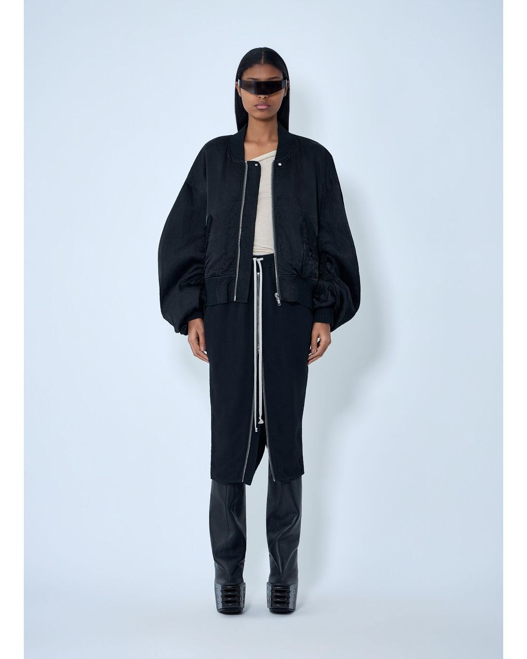 Rick Owens Blue Oversized Bomber Jacket