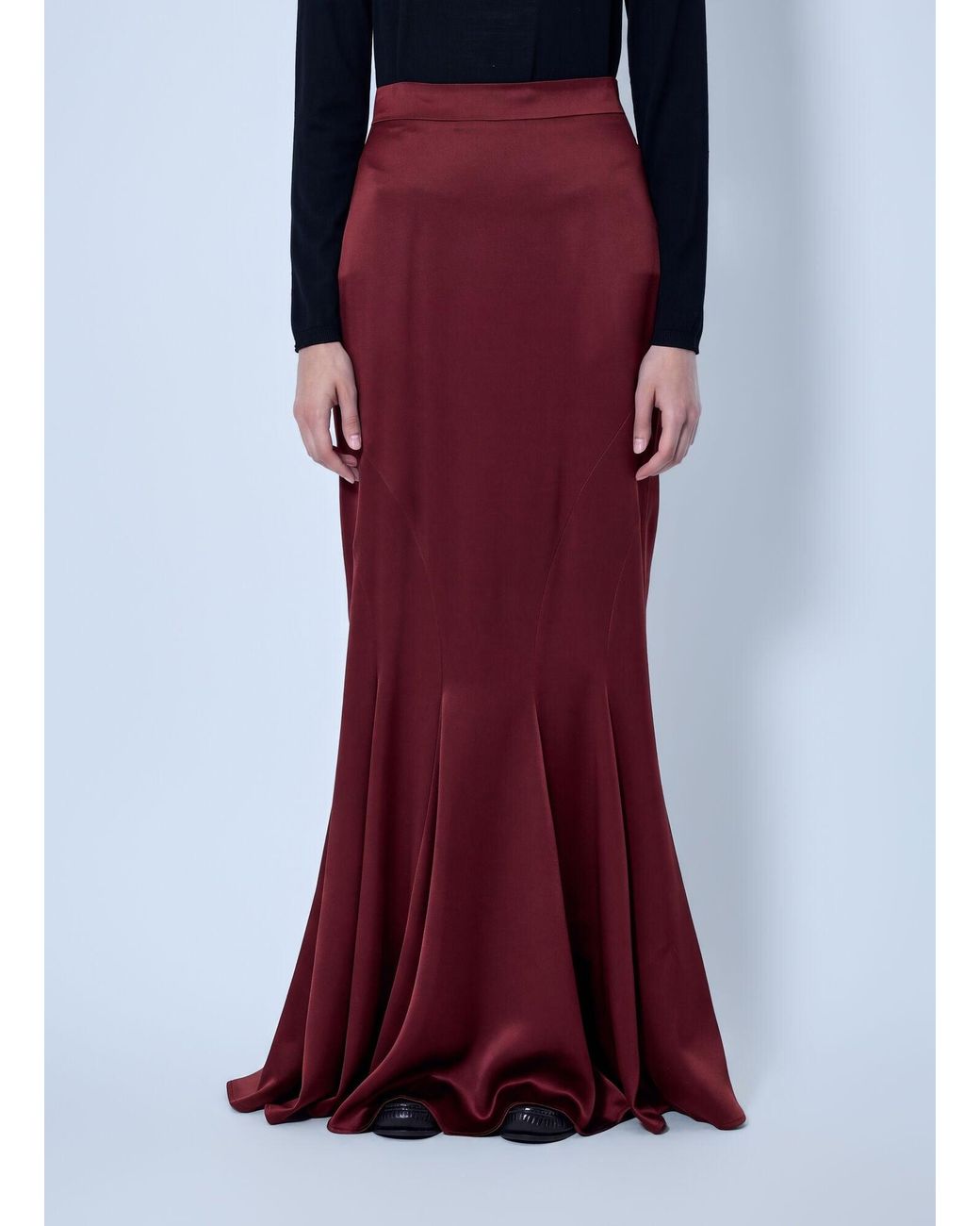 Max Mara Red Satin Maxi Skirt