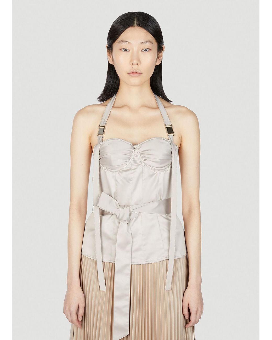 ROKH Natural Halterneck Corset Top