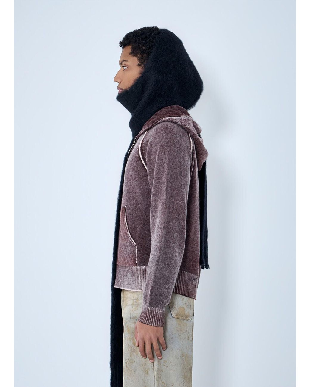 Acne Blue Fringed Wool Scarf for men