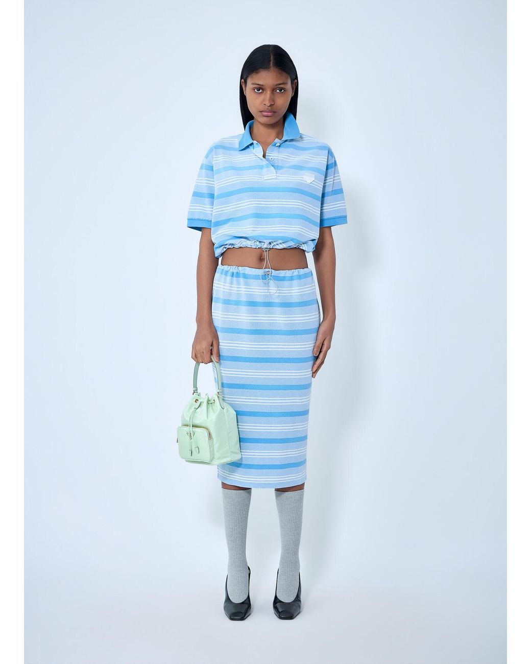 Prada Blue Striped Pencil Skirt
