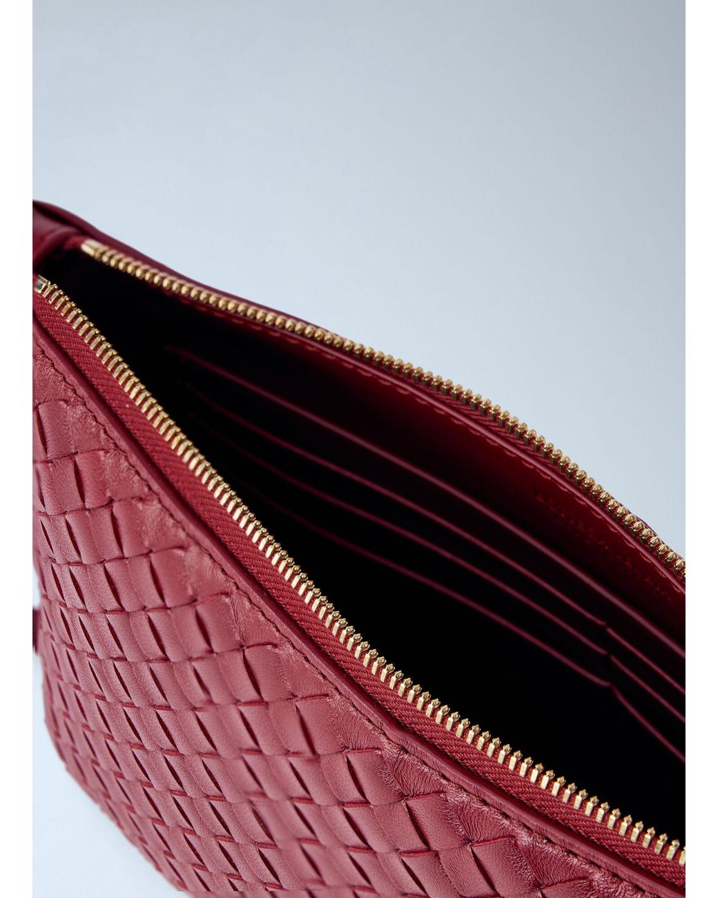 Bottega Veneta Red Intrecciato Piccolo Medium Pouch