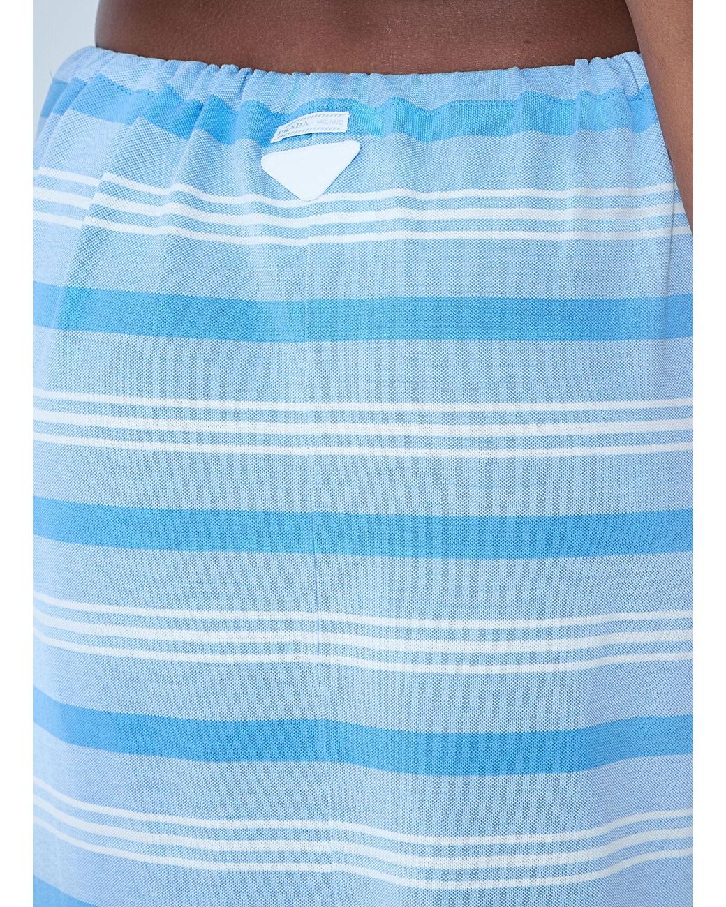 Prada Blue Striped Pencil Skirt