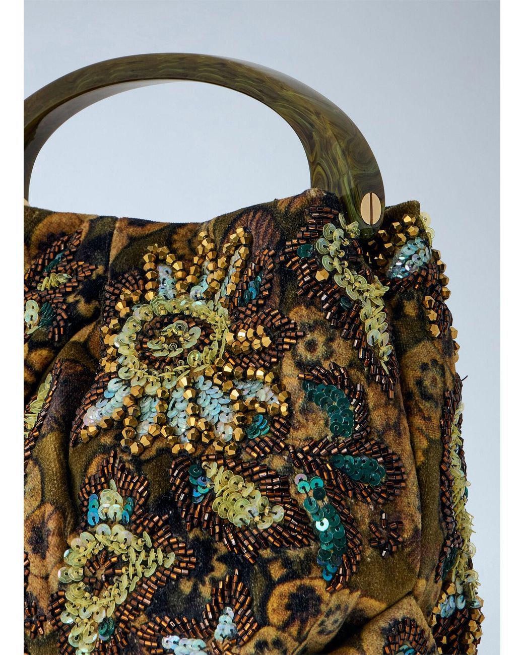 Dries Van Noten Green Crisp Metallic Crossbody Bag