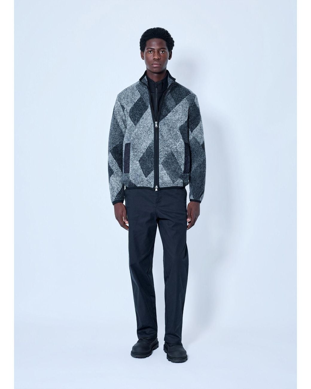 Moncler Blue Zip Up Cardigan for men