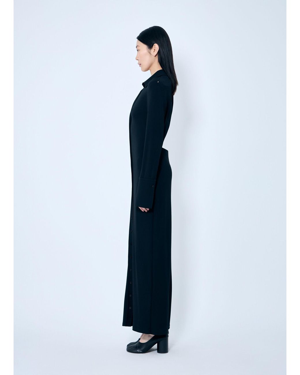 Sportmax Blue Crepe Jersey Shirt Dress