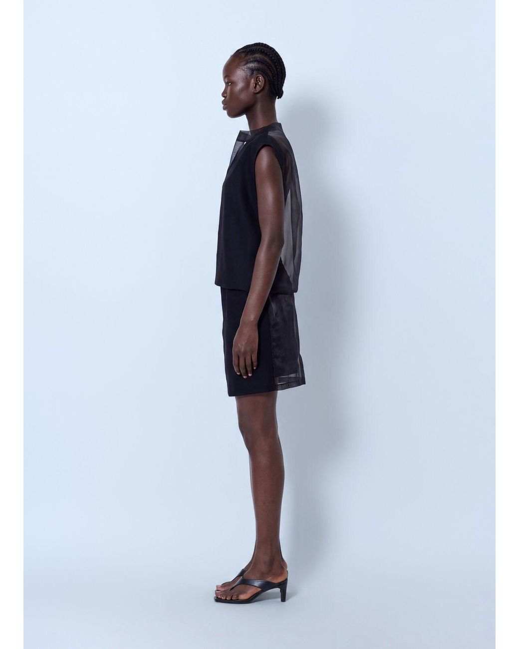 Sportmax Blue Sheer Overlay Dress