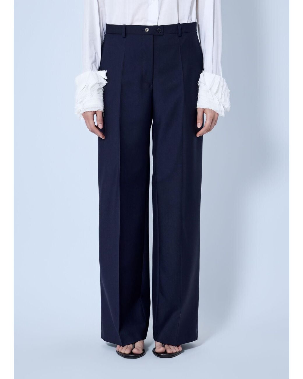 Jil Sander Blue Wide-Leg Tailored Trousers