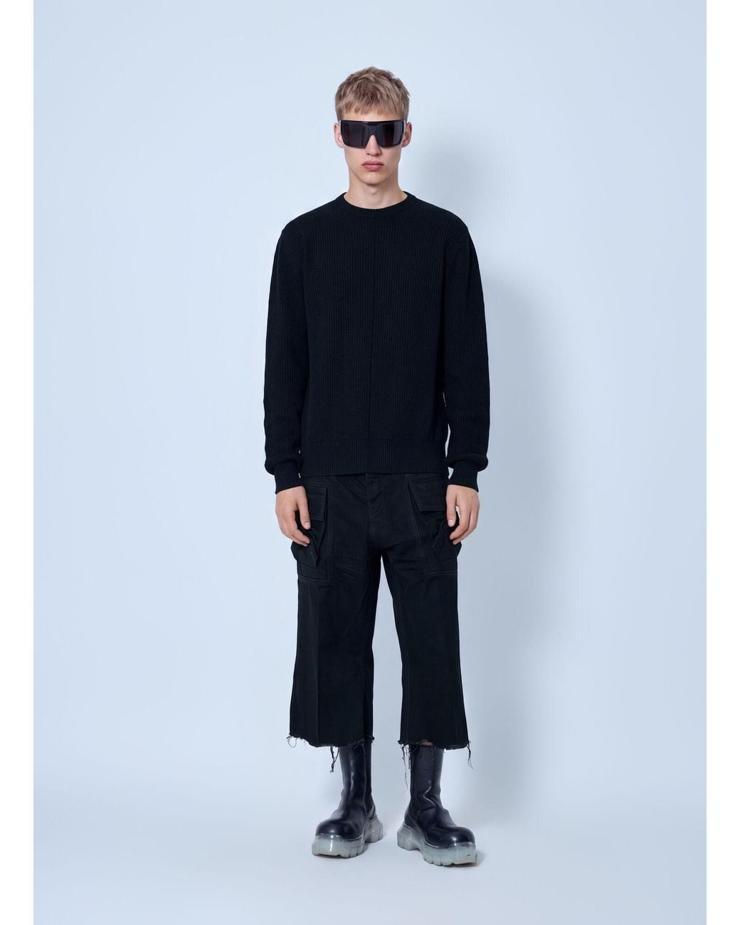 Rick Owens Blue Cargo Bolan Cutoffs for men
