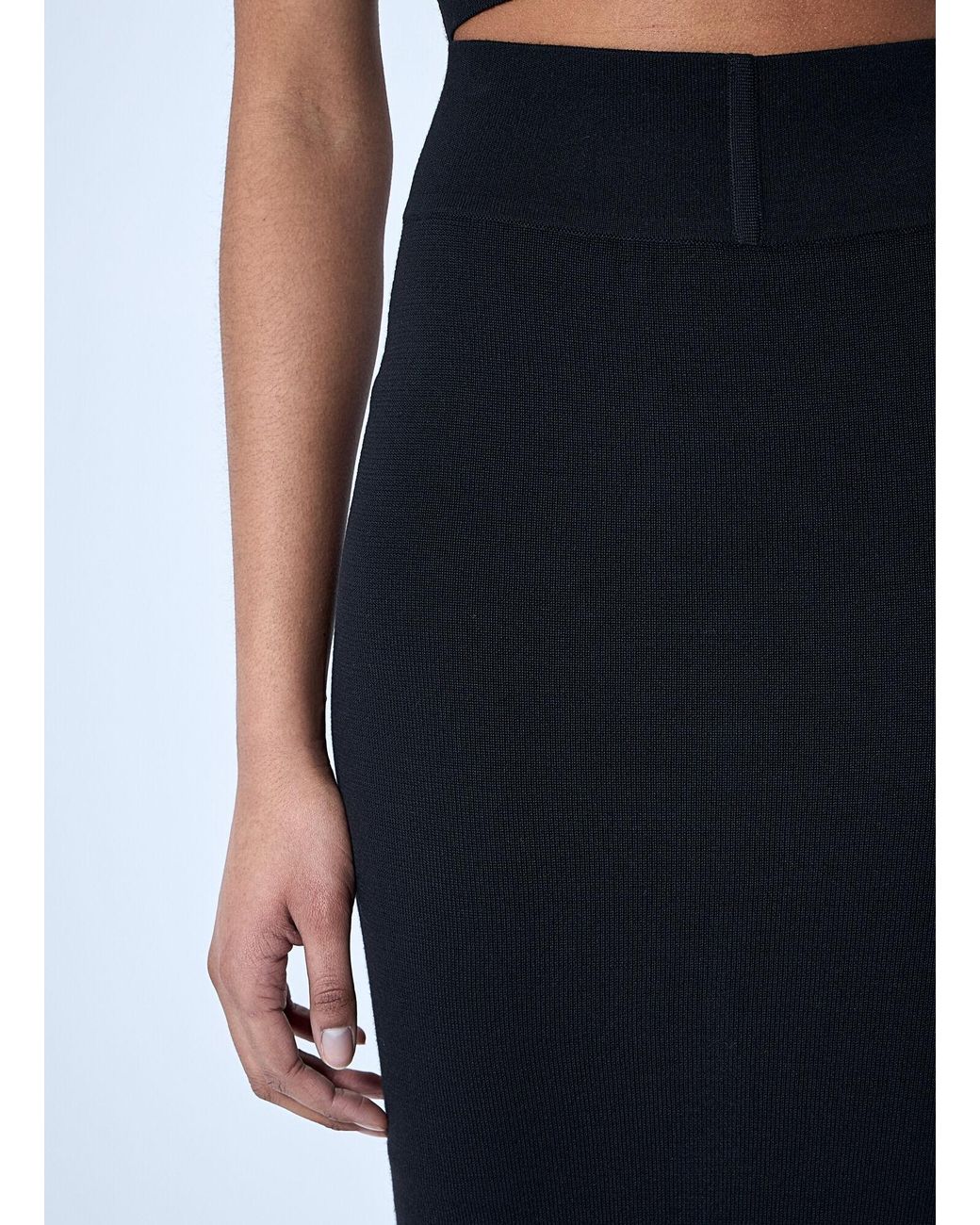 Rick Owens Blue Wool Knit Maxi Skirt