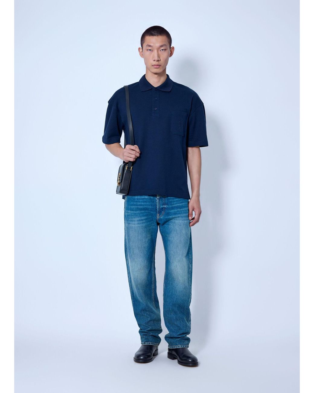 Saint Laurent Blue Cassandre Polo for men