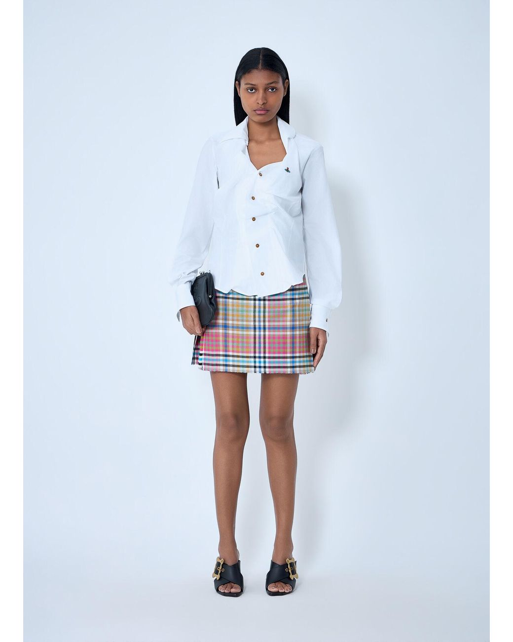 Vivienne Westwood Blue Plaid Mini Skirt