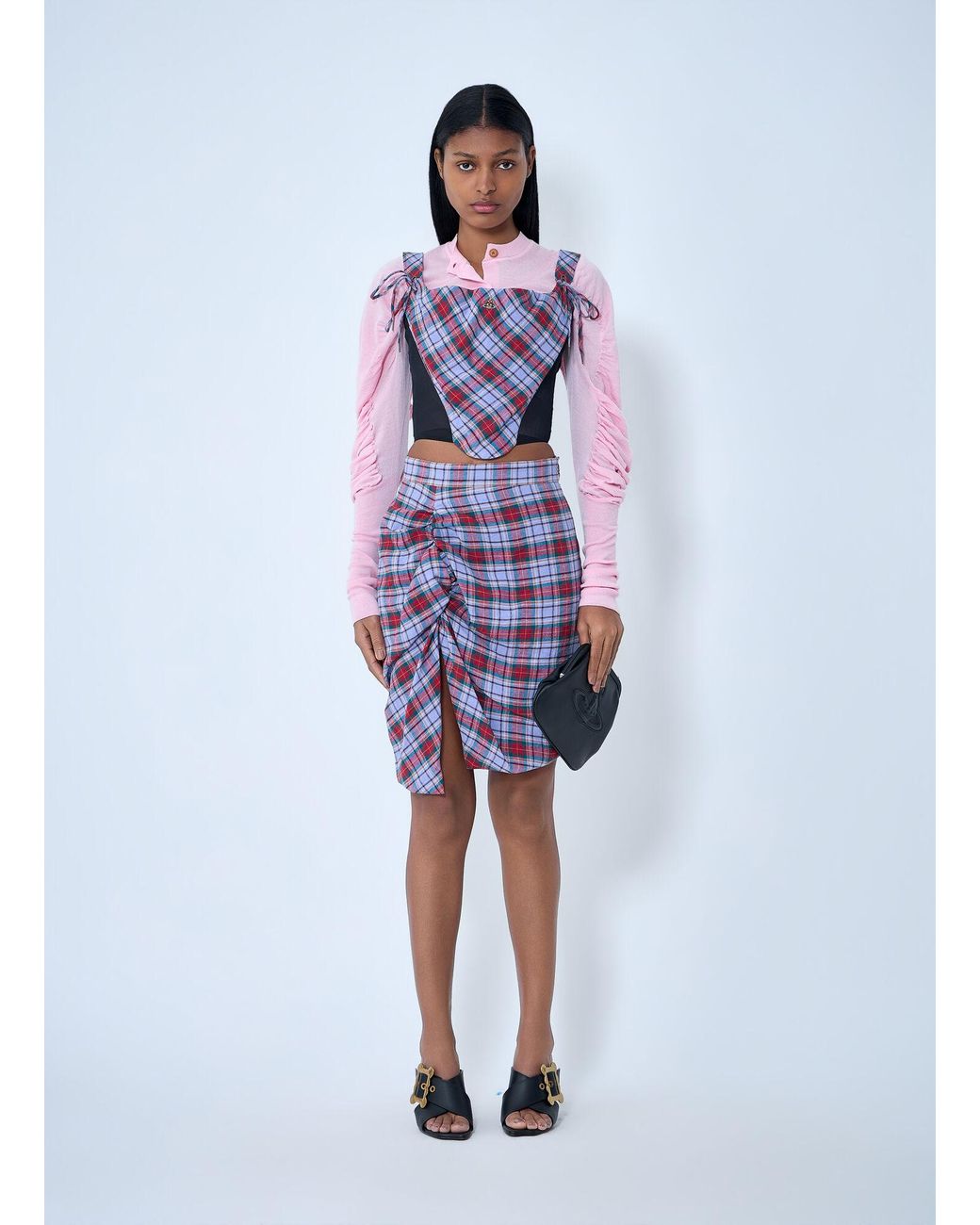 Vivienne Westwood Blue Plaid Patterned Corset Top