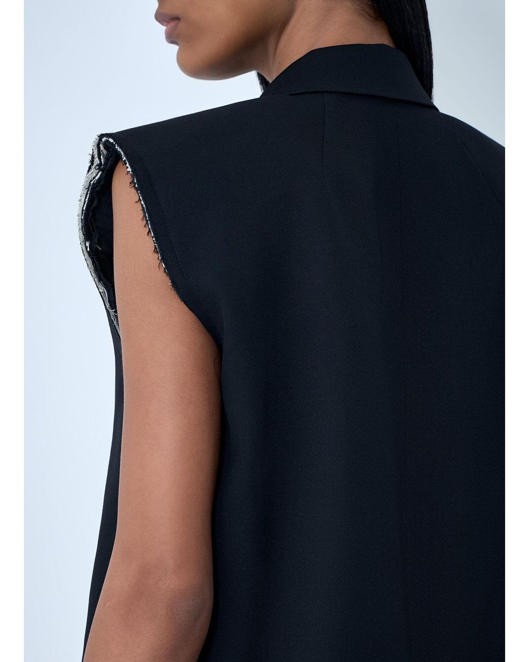 Rick Owens Blue Sleeveless Tailored Blazer