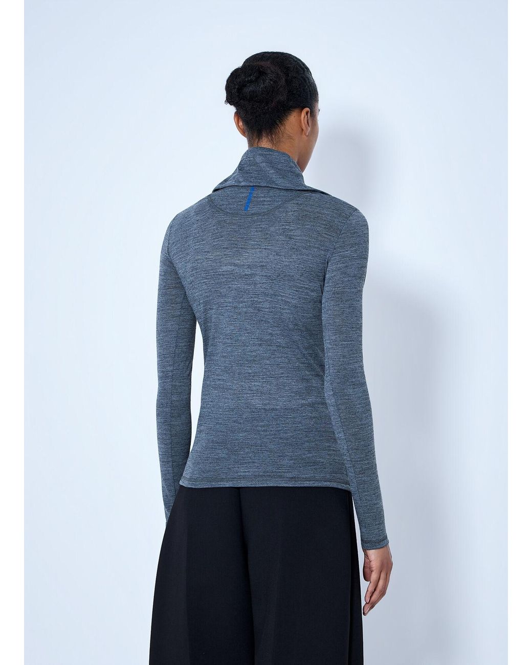 Jil Sander Blue Quarter-Zip Long Sleeve Top