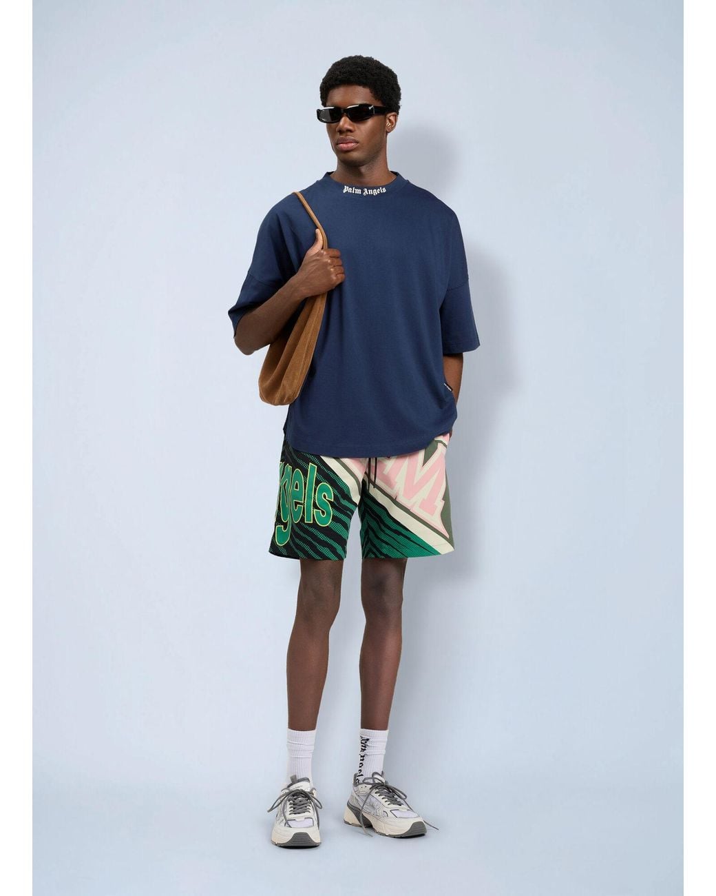 Palm Angels Blue Classic Logo Over T-Shirt for men