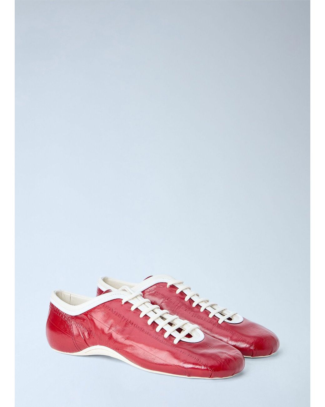 Dries Van Noten Red Leather Lace-Up Sneakers