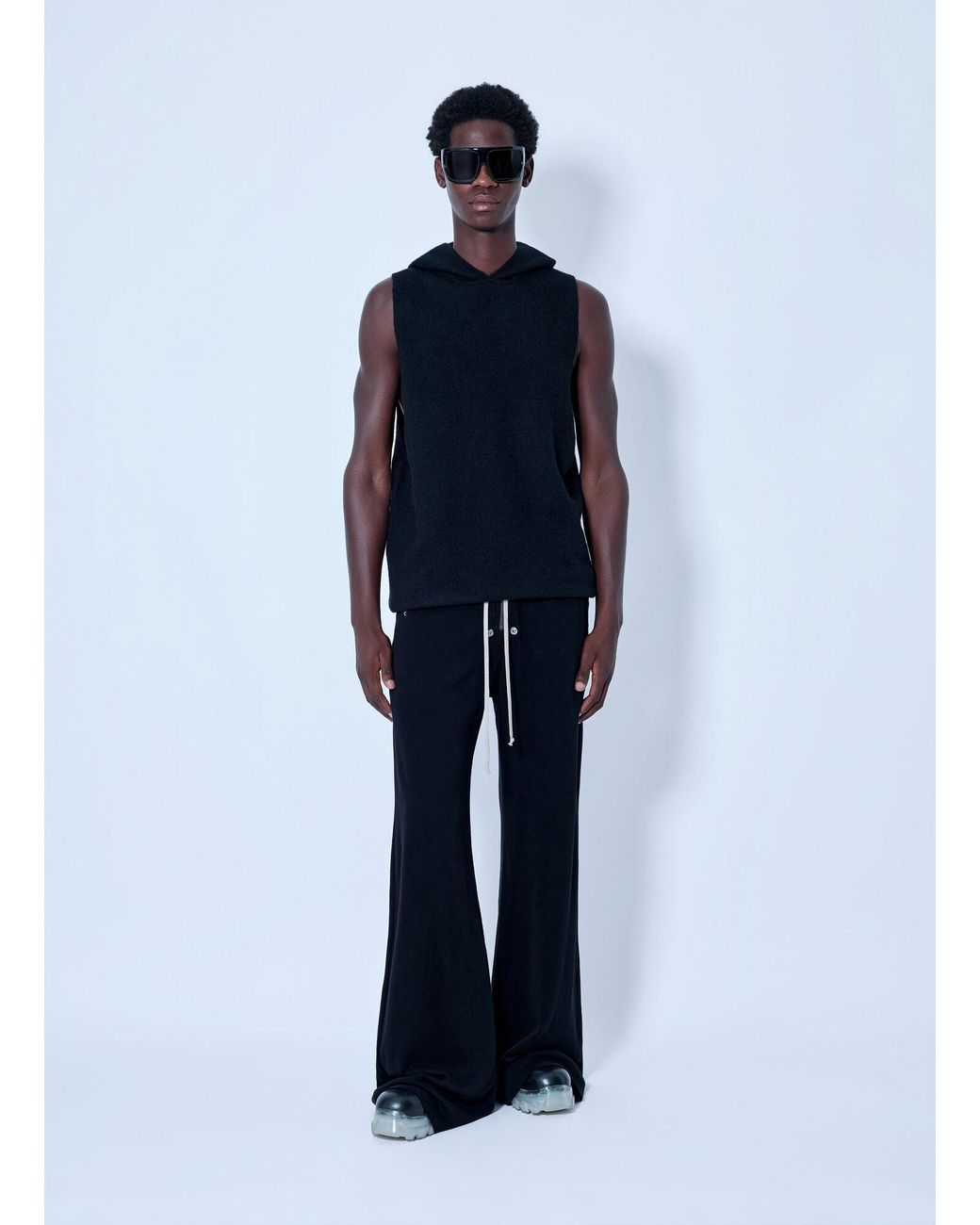 Rick Owens Blue Hooded Tank Top for men