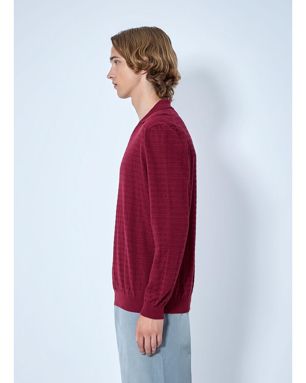 Miu Miu Red Striped V-Neck Polo Shirt for men