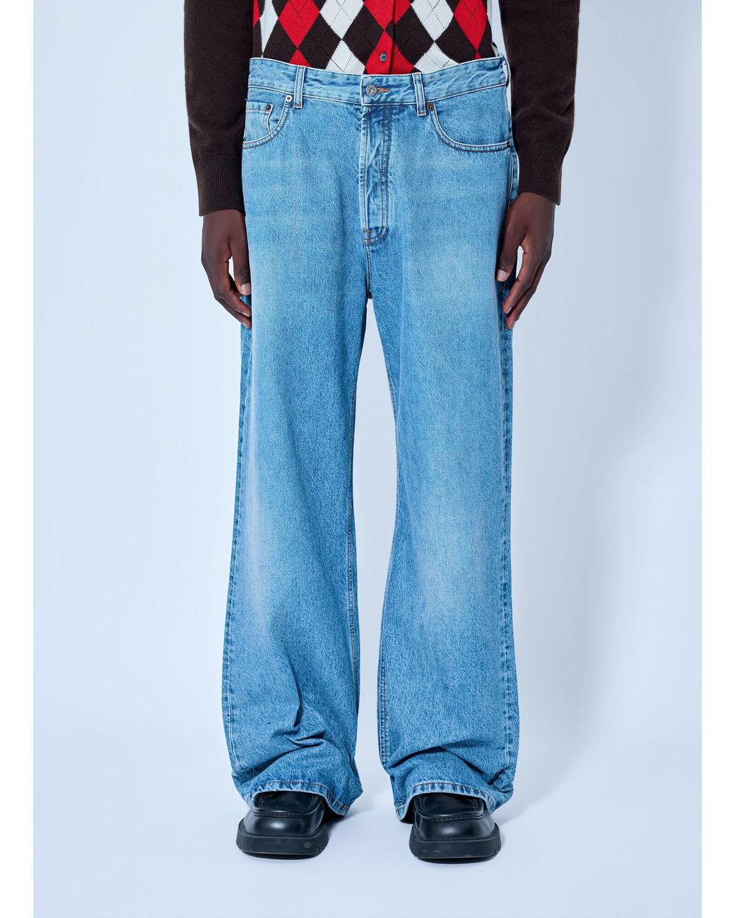 Miu Miu Blue Five-Pocket Washed Denim Jeans for men